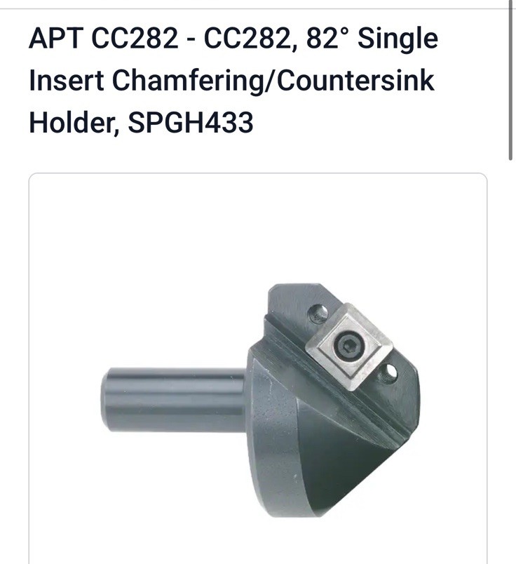 APT CC182 - CC182, 82°and APT CC282 - CC282, 82° Insert Countersink/Champfer