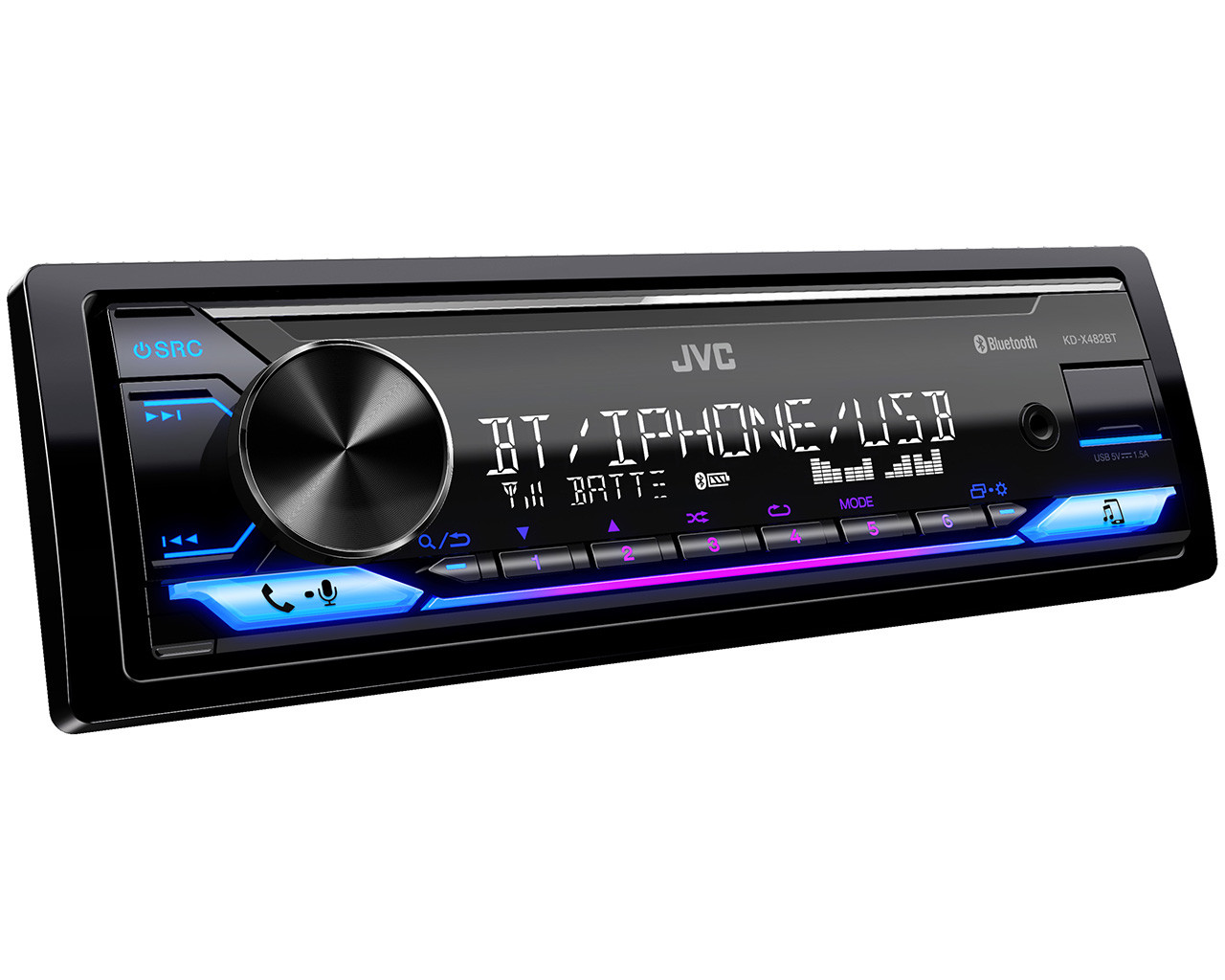 JVC KD-X482BT Bluetooth USB/AUX 13-Band EQ Variable-Color Digital Media Receiver