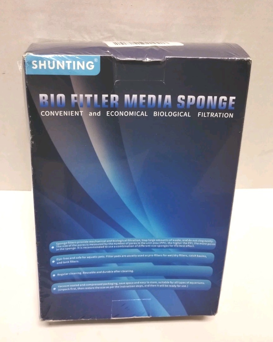 Shunting Reusable Bio Filter Media Sponge Dye Free Safe For Aquatic Pets (New)