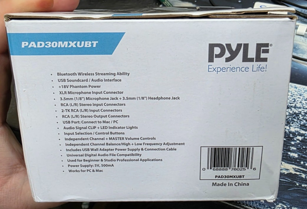 Pyle Digital 3-Channel Mixer DJ Controller Audio Interface w/USB Port PAD30MXUBT