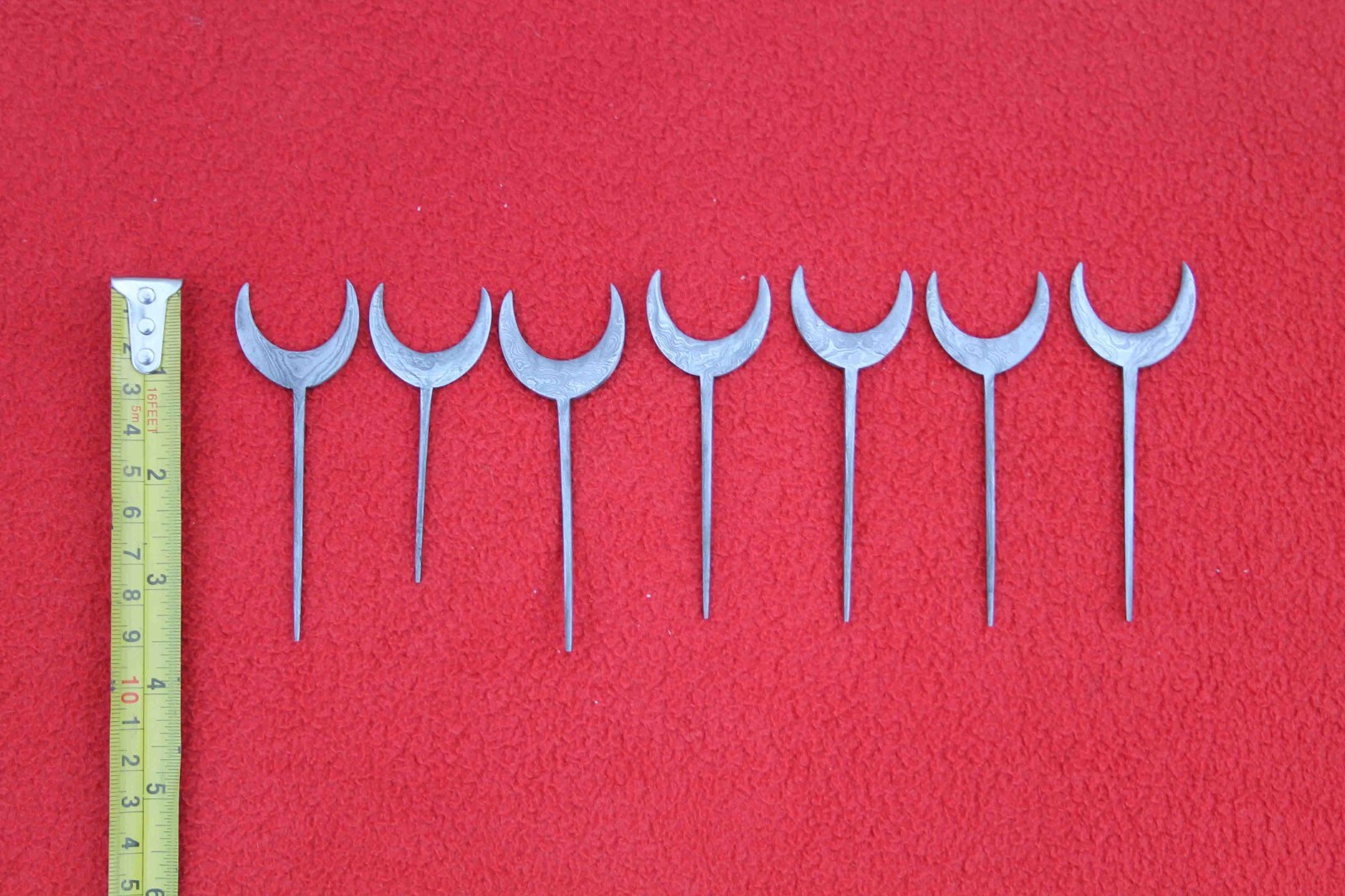 Set Of 7 Hand Forged Damascus Steel Medieval Arrowheads Arrow Point Arrow Tips