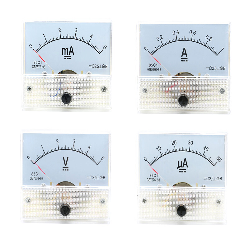 65*56mm 85C1 Analog Panel Meter 0-5V to 0-300V  Voltmeter 50uA to 30A DC Ammeter