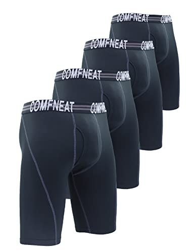 Men's 9" Long Boxer Briefs Sports Performance Breathable X-Large Black 4-pack