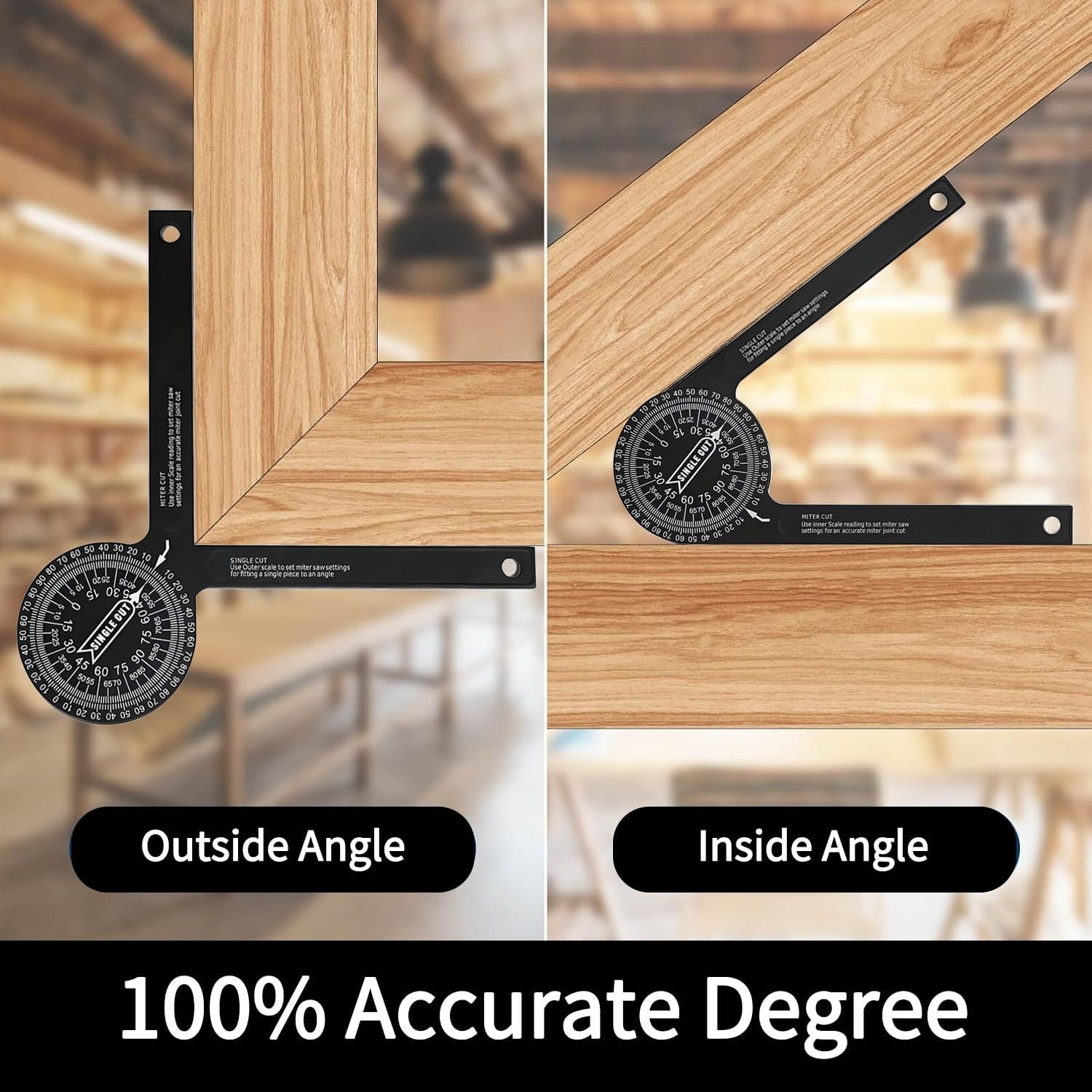 7-Inch Aluminum Miter Saw Protractor Angle Finder - Measuring Tool with Multi...