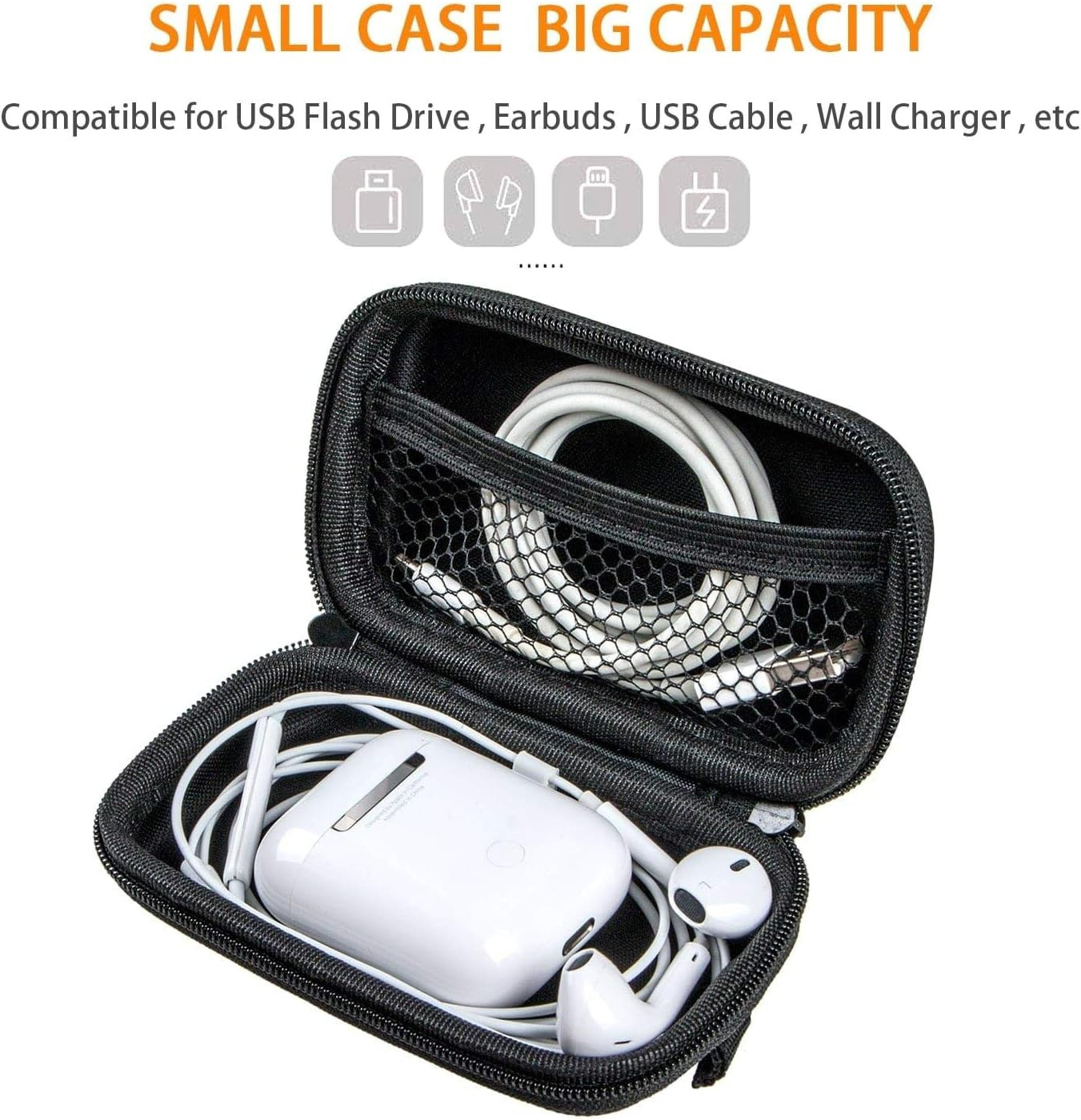 Small EVA Electronic Carrying Case - Hard Shell Protection Zipper Case for Earbu