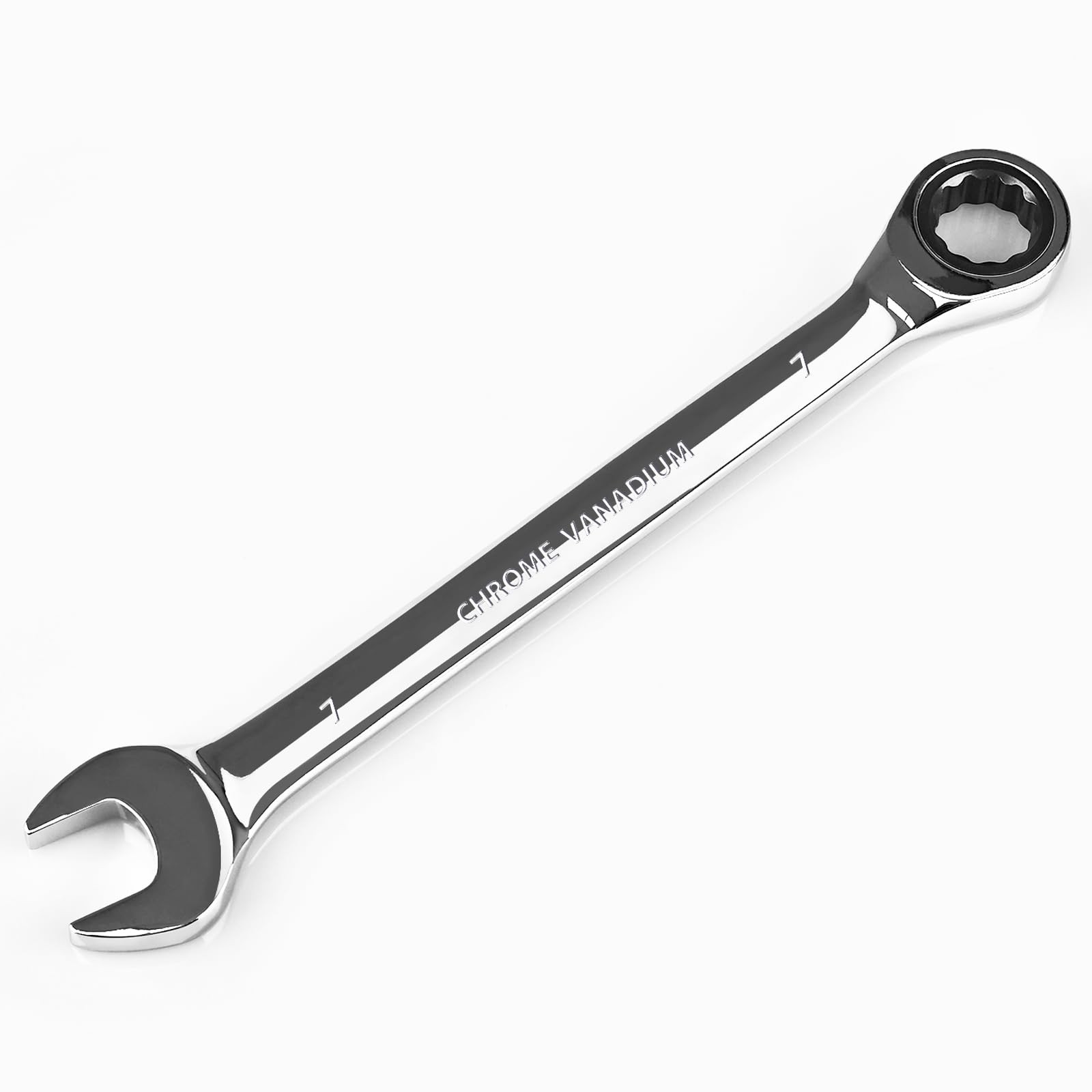 Egofine 7mm Ratcheting Combination Wrench Metric, Industrial 7mm, Silver