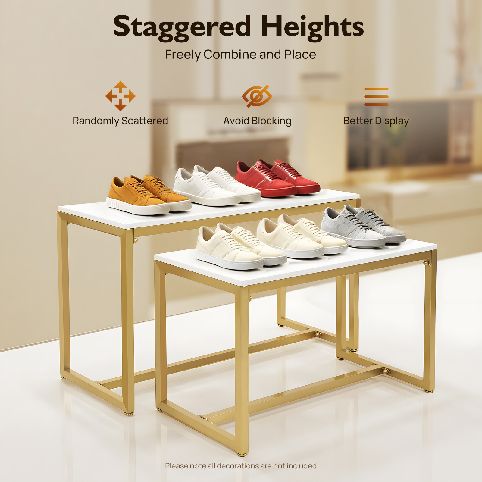 2 PCS Metal Handbag Shoe Display Stand Table Purses Retail Store Display Shelf