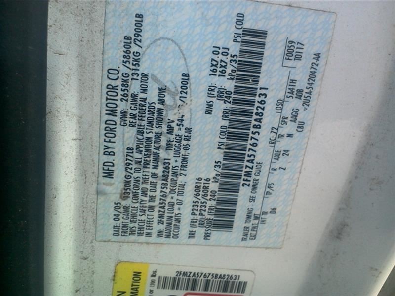 Liftgate Latch Fits 05 Freestar 3072776
