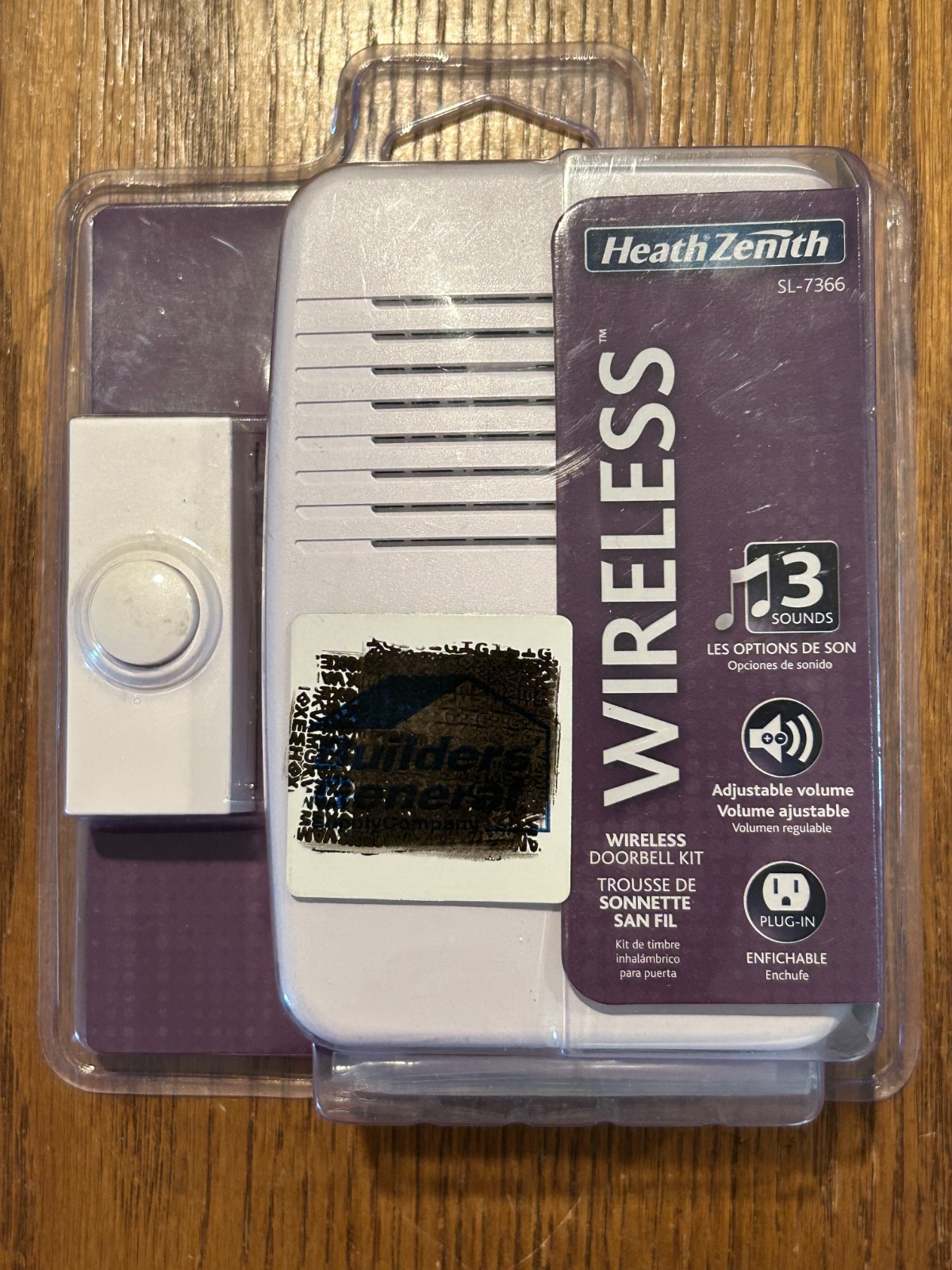 Heath Zenith Wireless Plug In Doorbell Kit SL-7766-02 3 Sounds New