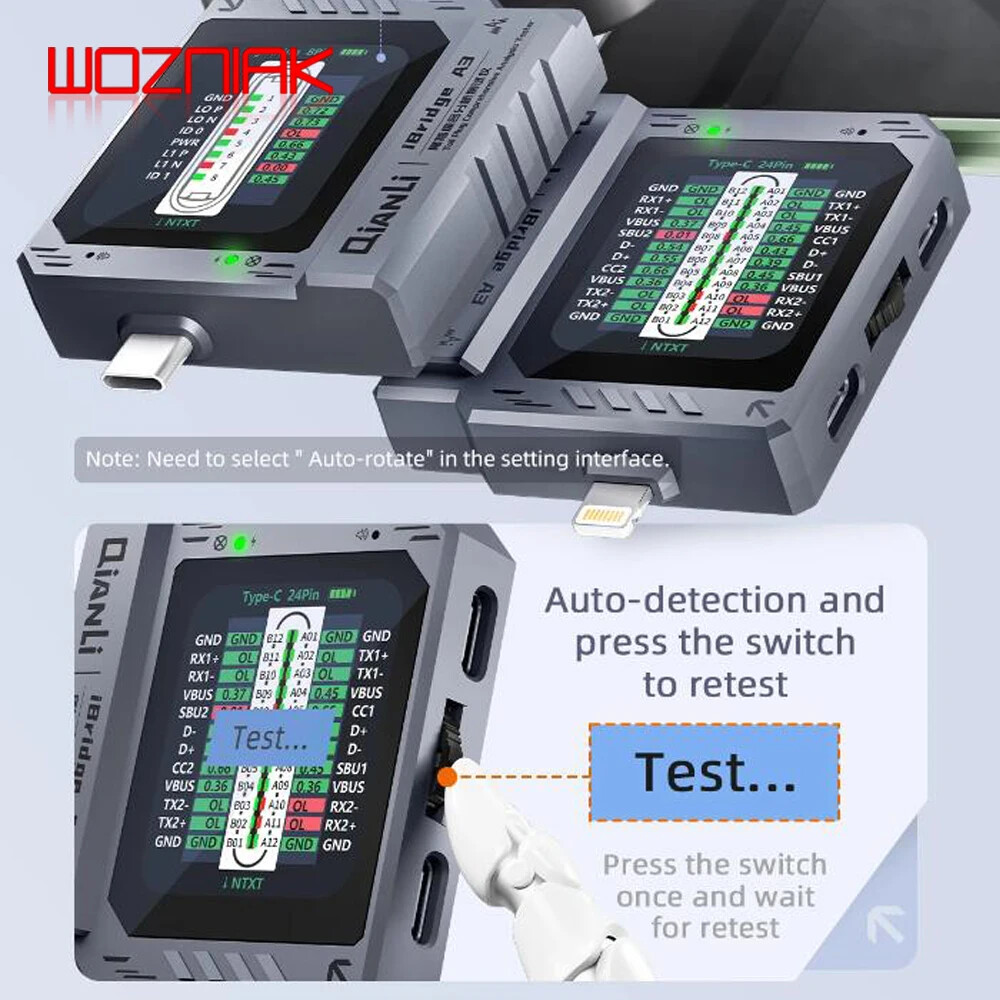 Phone Tail Plug Detector Support Lightning Type-C Charge Error Tester Detector