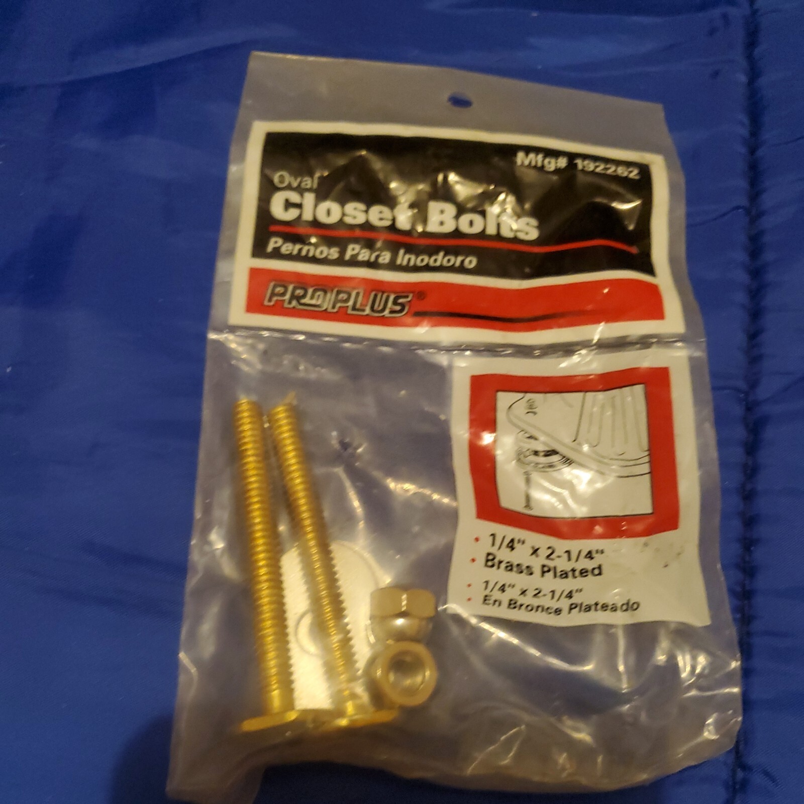 PROPLUS [192262] 1/4" × 2-1/4" Brass Plated Oval Closet Bolts [New in Package]#6