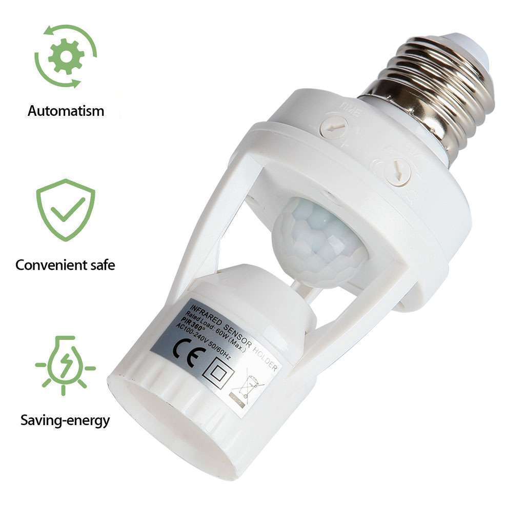 4 Pack E27 LED Light Lamp Bulb Holder Socket Switch Infrared PIR Motion Sensor