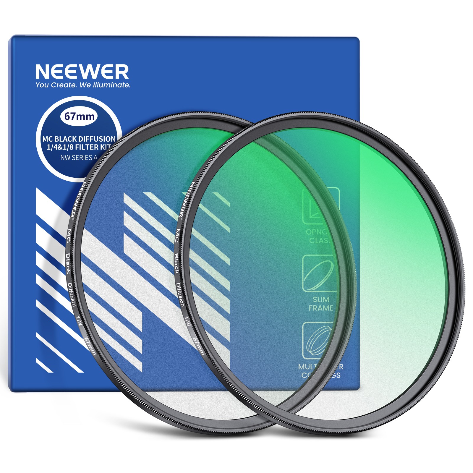NEEWER NW SERIES AD 67mm 1/4 & 1/8 Black Diffusion Filter Set (2-Pack)