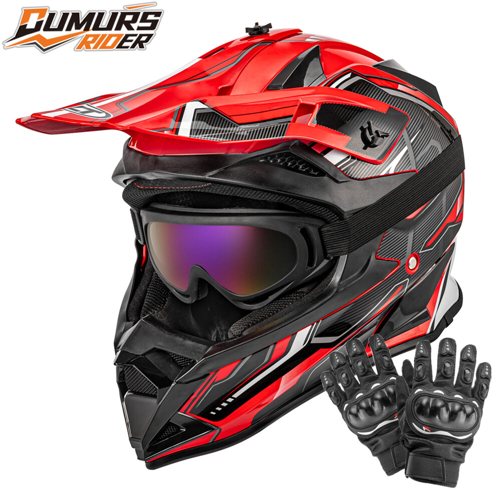 Open Face Helmet Motorcycle Motorcross ATV Dirt Bike Off-road M L XL XXL DOT RED