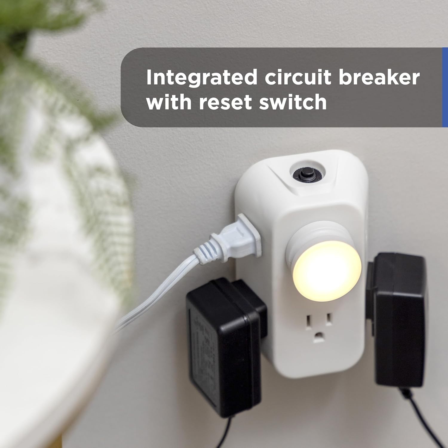 Space-Saving 6-Outlets Power Strip with Reset Button - Listed White Adapter