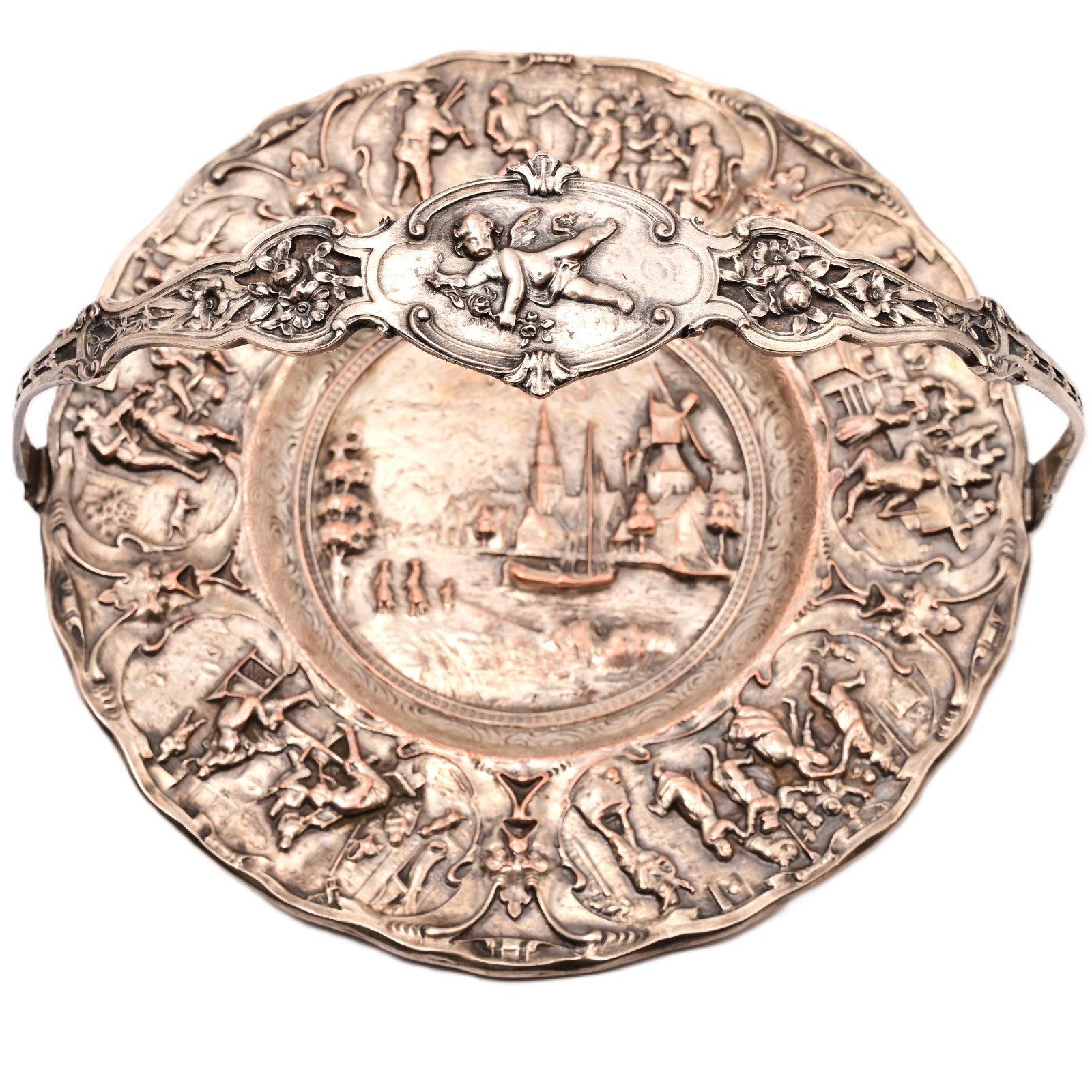 BARBOUR Intl Original Vintage Signed Silverplate Centerpiece Repousse Plate Bowl
