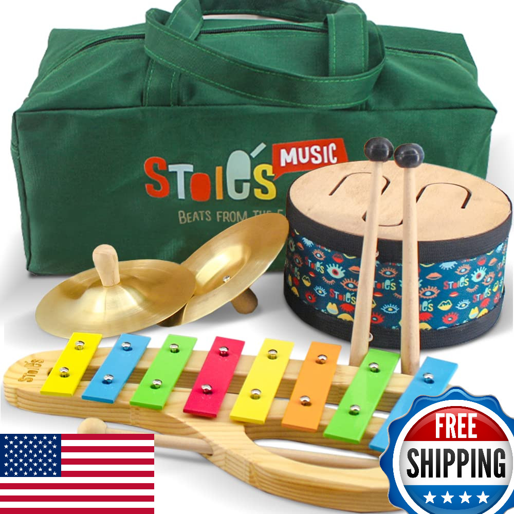 Stoie’s Percussion Toddler Musical Instruments, Montessori Wooden Set of Musical