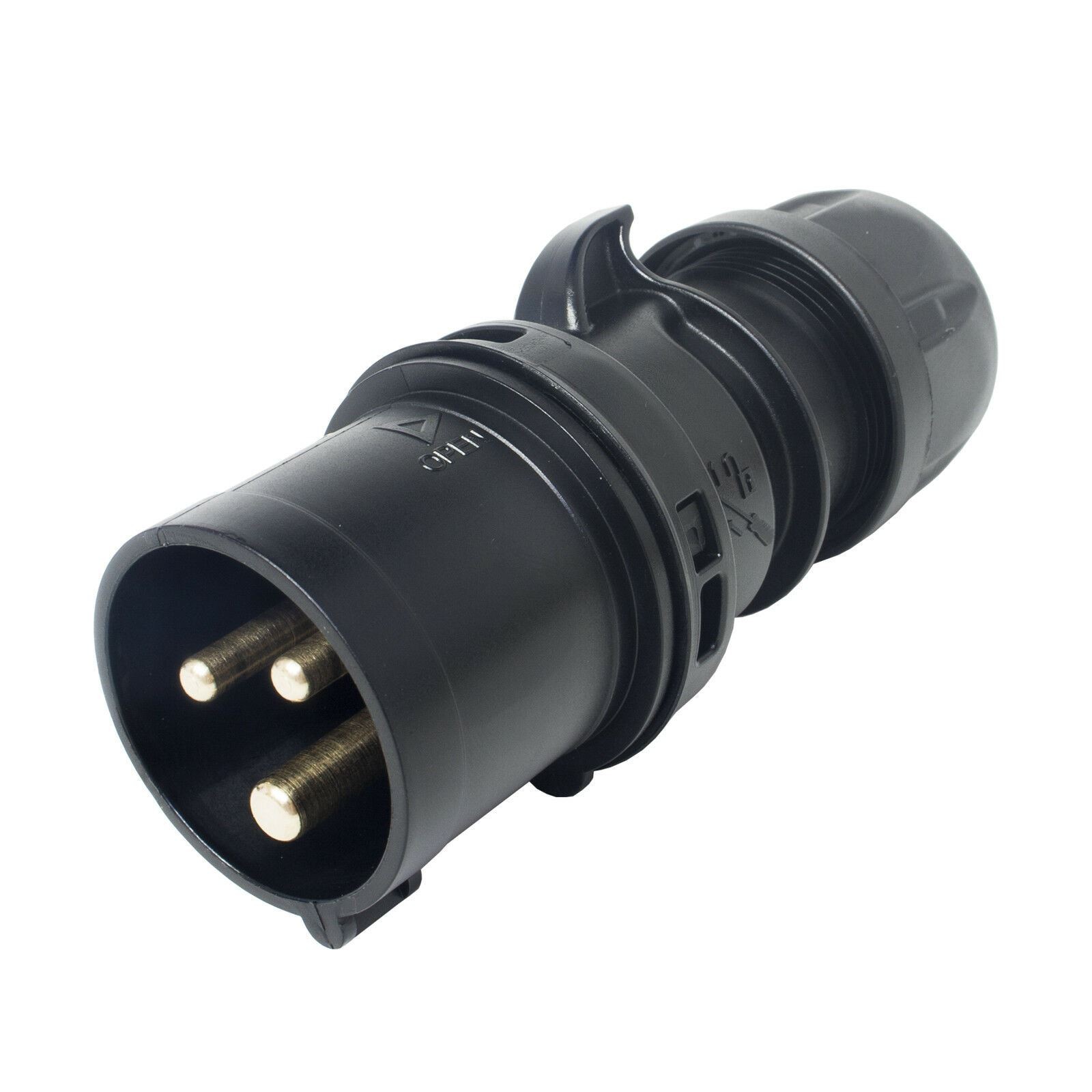PCE 16amp 2P+E CEE Midnight Black Cable Mount Male Plug. IP44 (013-6X)