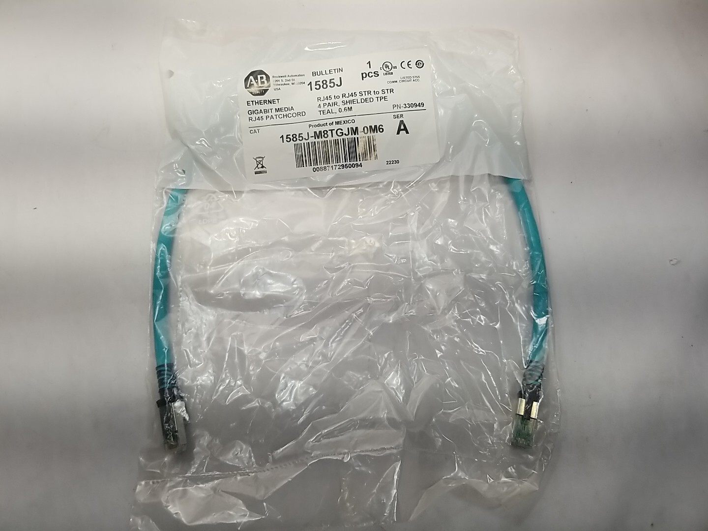 ALLEN-BRADLEY 1585J-M8TGJM-0M6 Teal  .6 Meter (2ft) New factory sealed bag NOS
