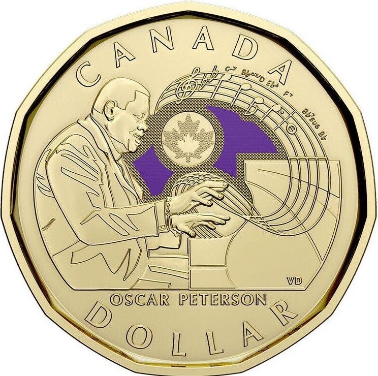 Canada 2022 Oscar Peterson $1 Dollar Loonie Coloured Coin