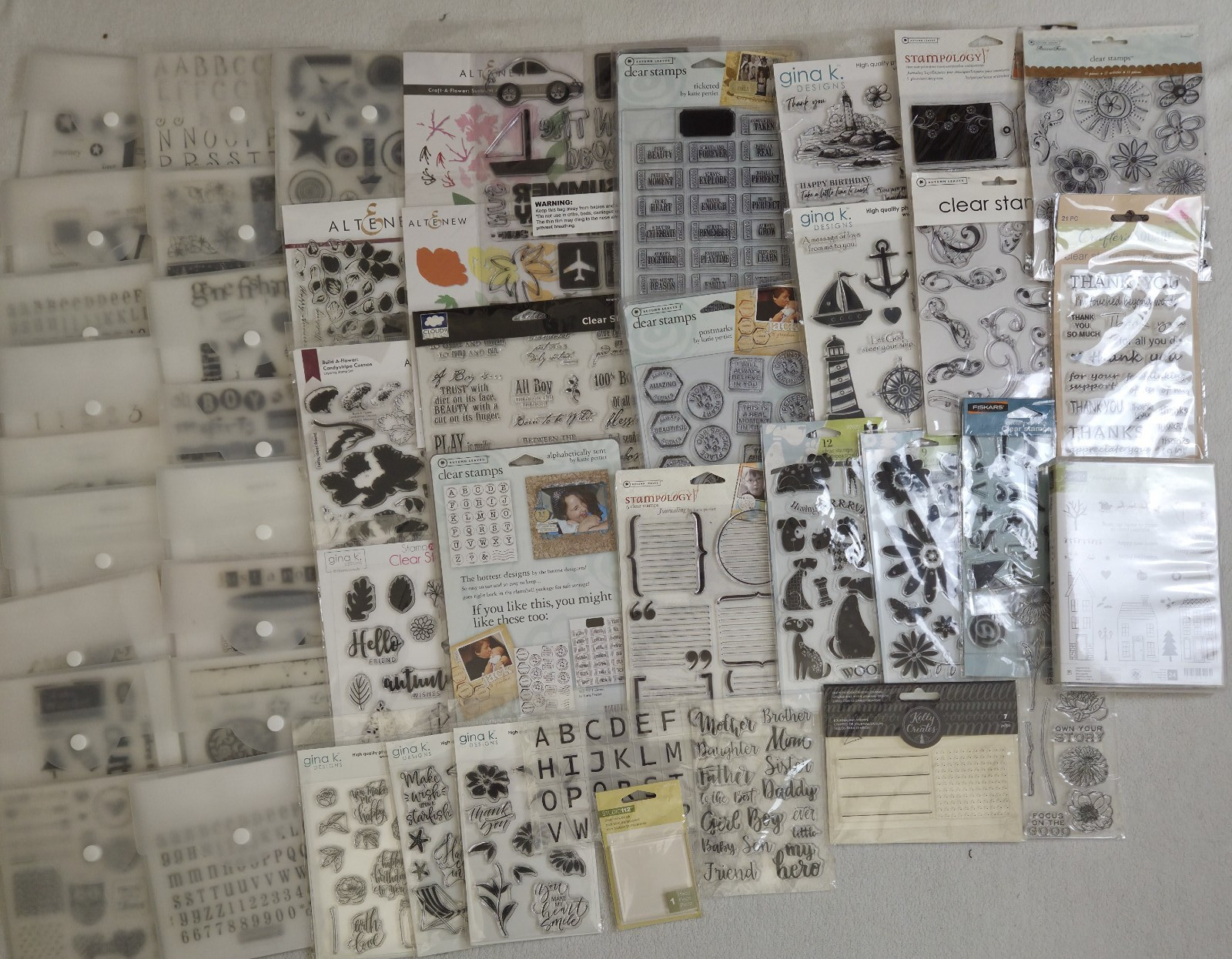 Lot of 45 NEW Pkgs Clear Stamps Dies AltENew Gina K CTMH Autumn Leaves