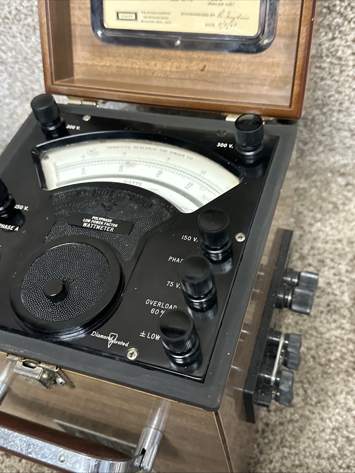 VINTAGE SENSITIVE RESEARCH SINGLE PHASE WATTMETER PDLW Nice !!