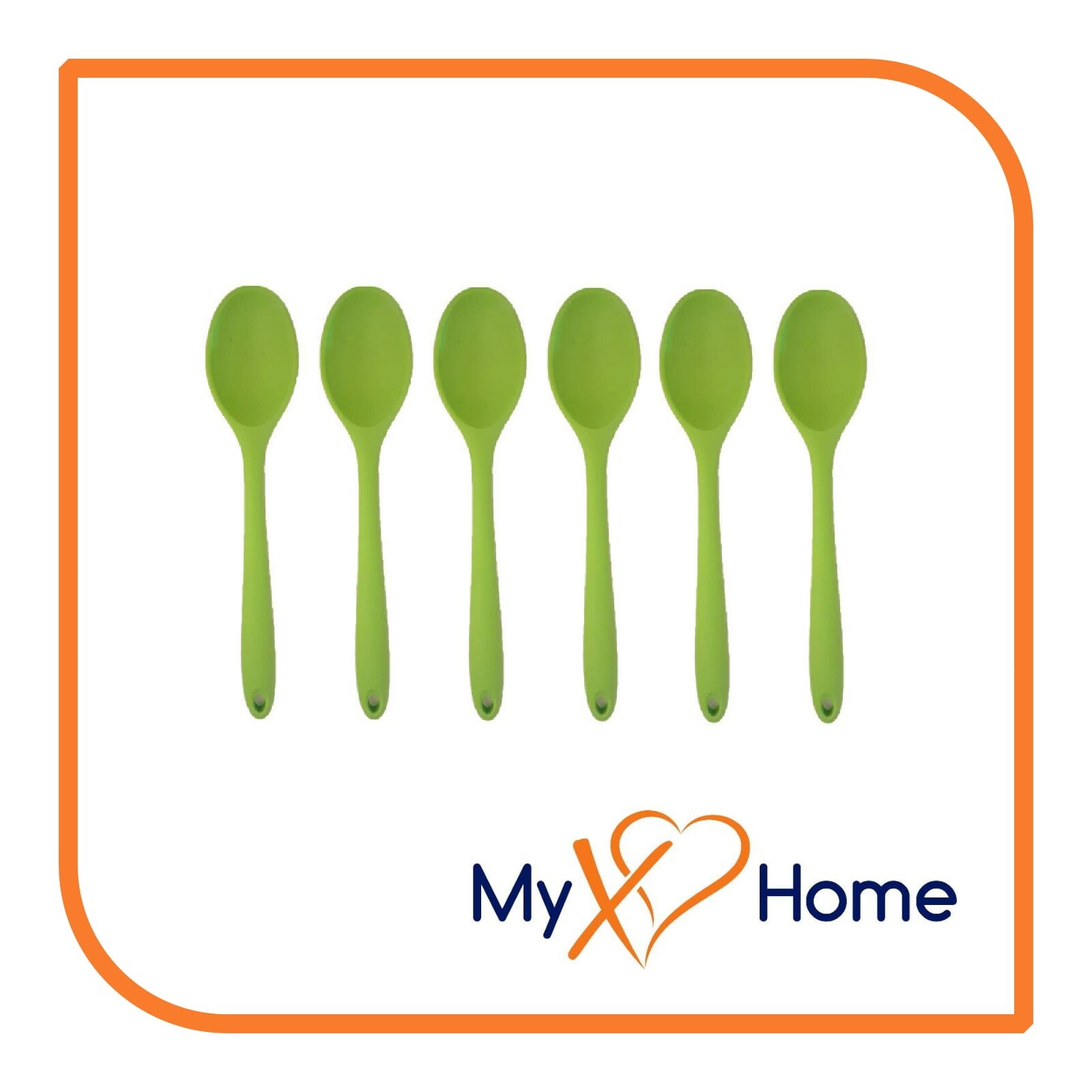 8" Green Silicone Spoon by MyXOHome (1, 2, 4 or 6 Spoons)