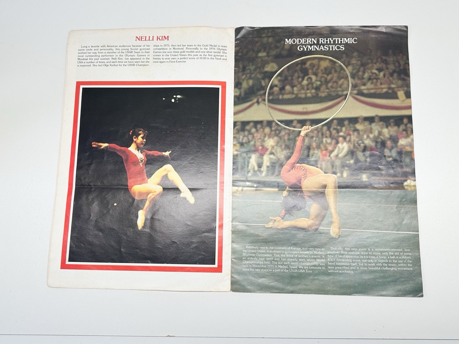 1976 USSR Gymnastics Program With Olga Korbut & Nelli Kim Great Photos Vintage