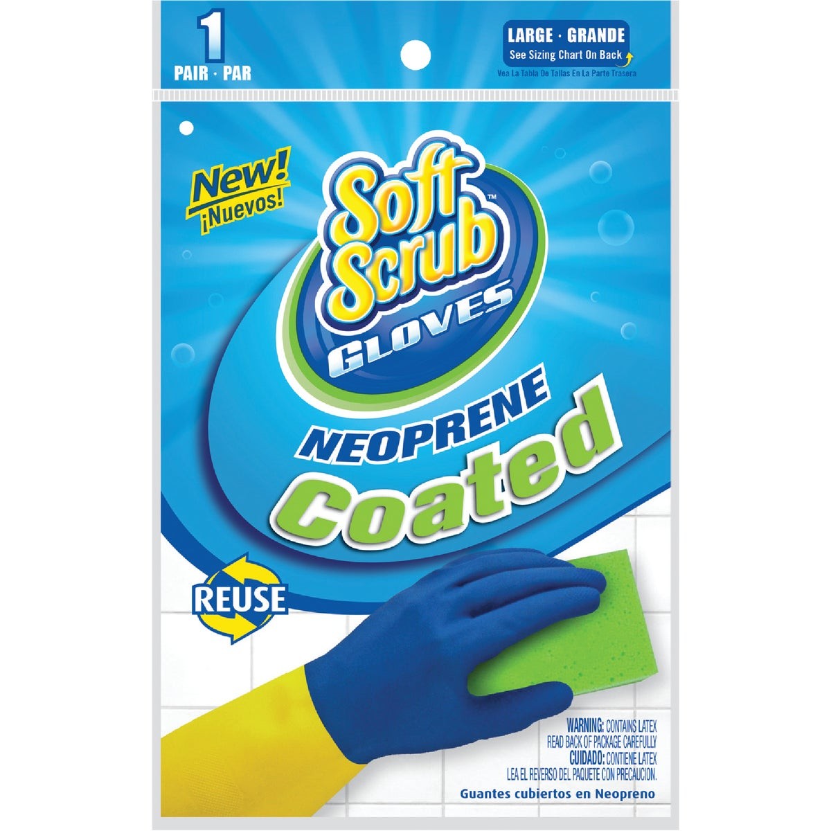 Soft Scrub Large Neoprene Coated Latex Rubber Glove 12683-26 Soft Scrub 12683-26