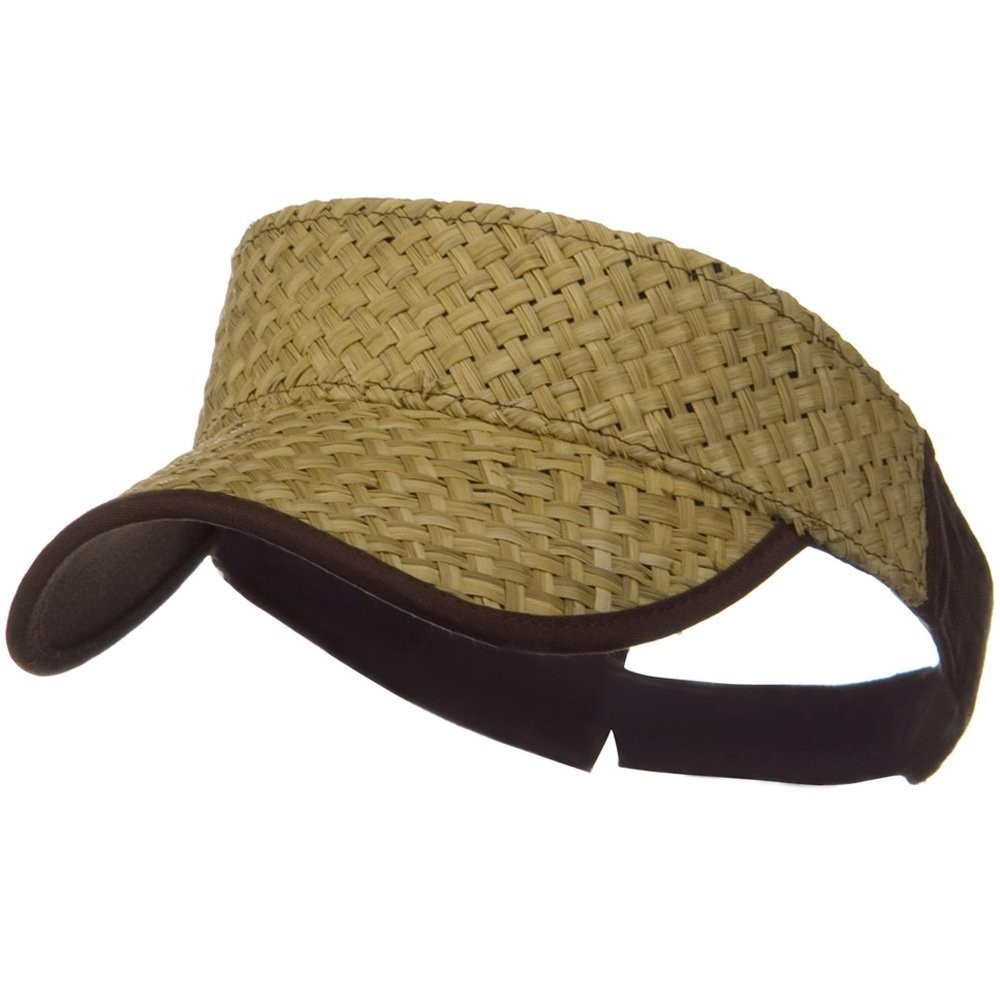 Beige Brown Straw Trucker Visor Adjustable Summer Hat for Men and Women