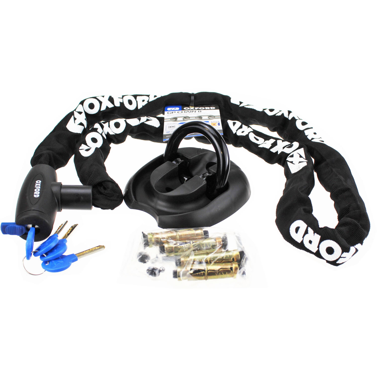 Oxford GP Chain Lock 1.5m for Motorcycle Motorbike and Triton Bike Ground Anchor