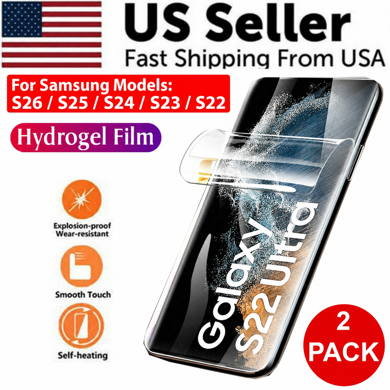2PCS HYDROGEL Screen Protector For Samsung Galaxy S26 S25 S24 S23 S22 Ultra Plus