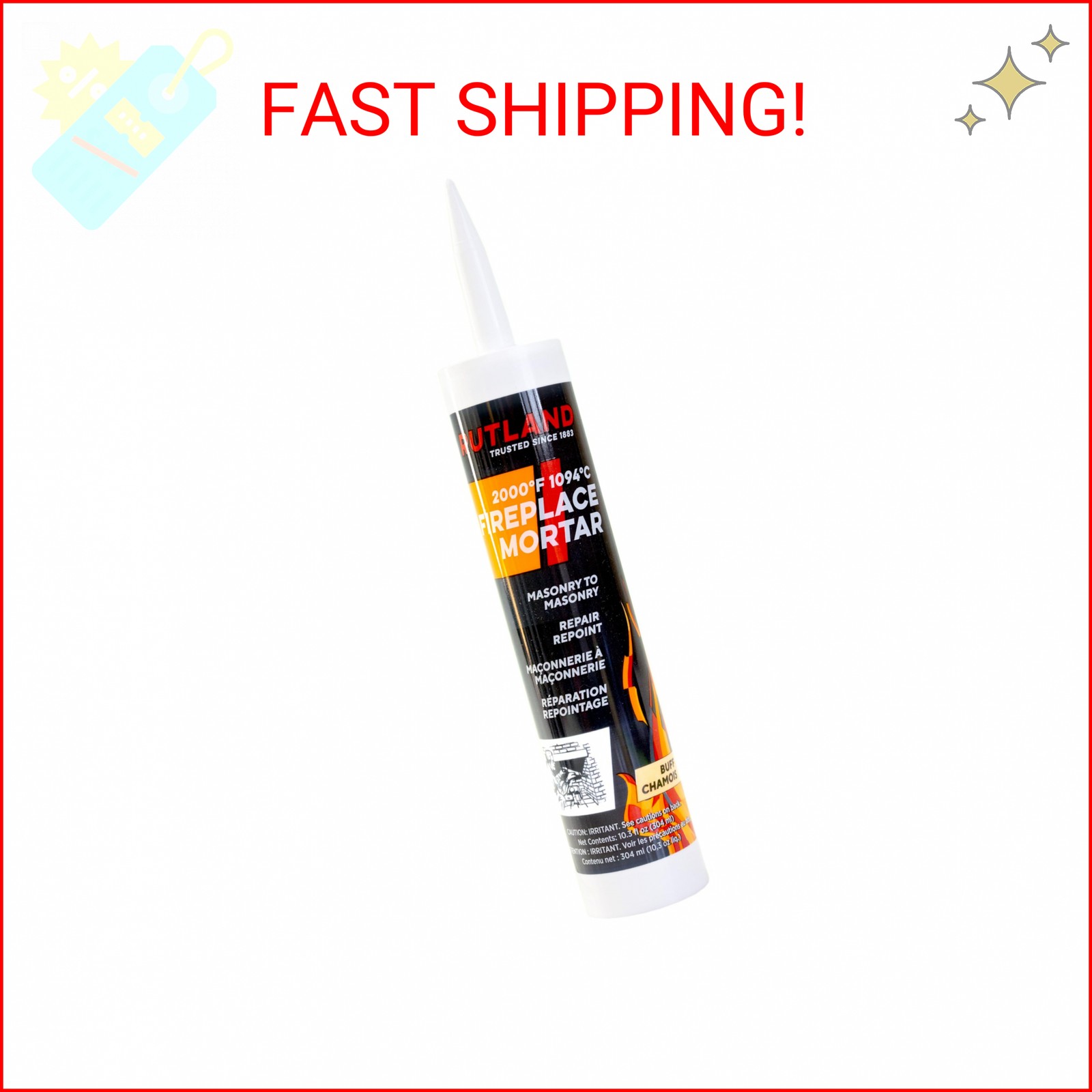 Rutland Fireplace Mortar Cartridge, 10.3 Fl Oz, Buff - 63B