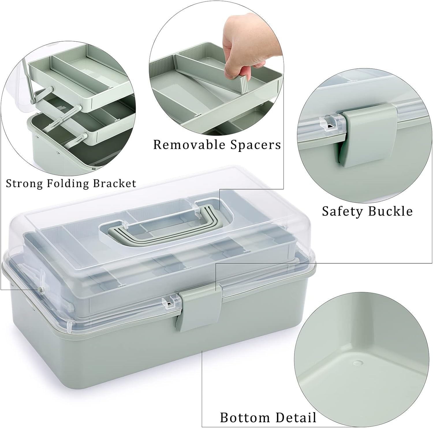 3-Layer，Storage，Adjustable Spacers Portable Plastic Dividing Box for Medicine