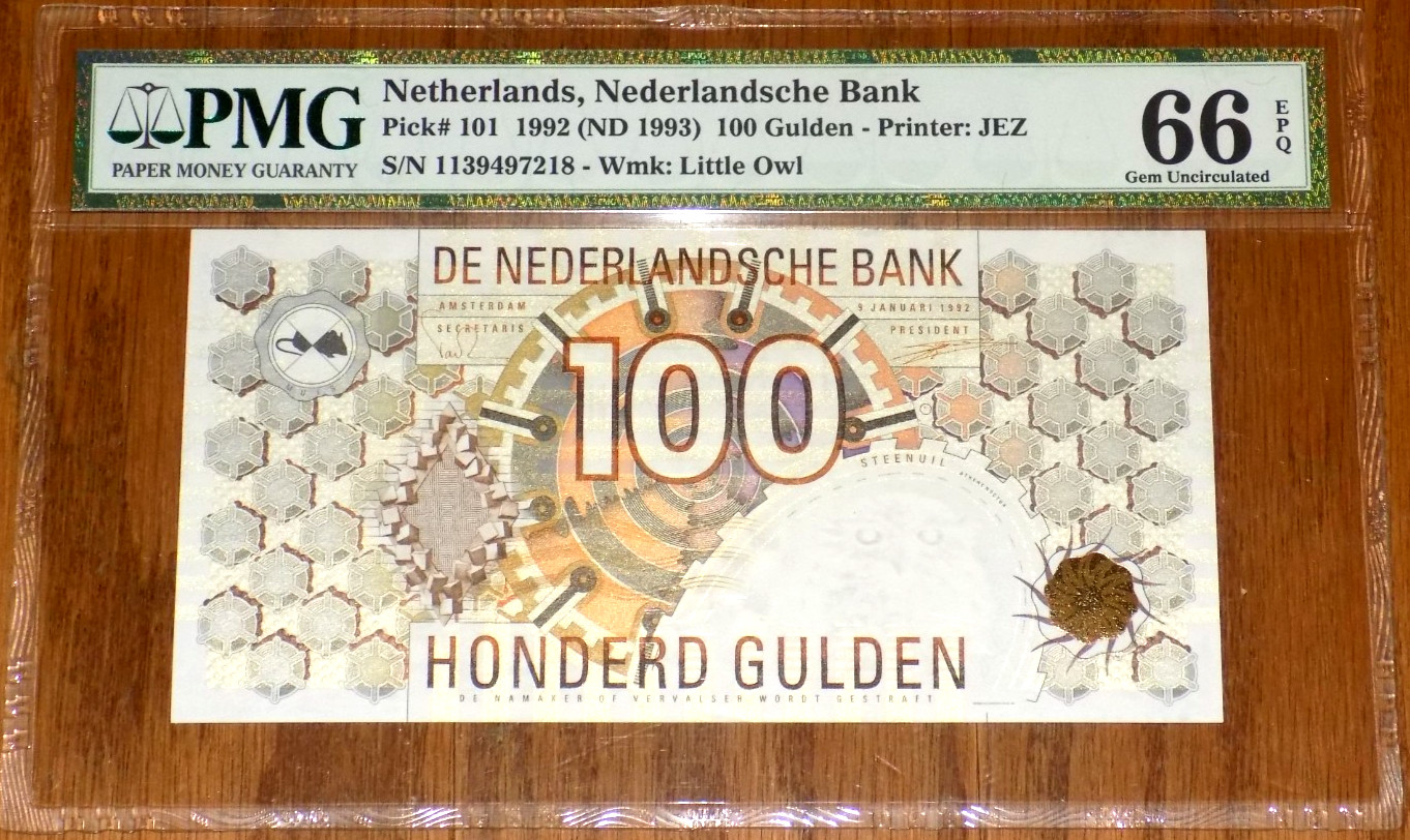 Netherlands 100 gulden 1992 (ND 1993) PMG 66 EPQ Nederlandsche Bank P# 101 Note