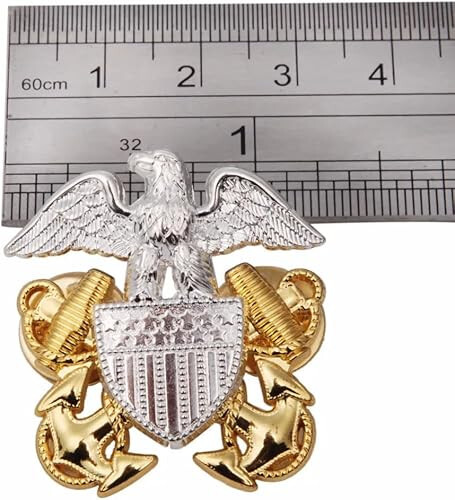 WWII US NAVY OFFICERS HAT METAL PIN BADGE  DRESS LAPEL PIN DEVICE INSIGNIA