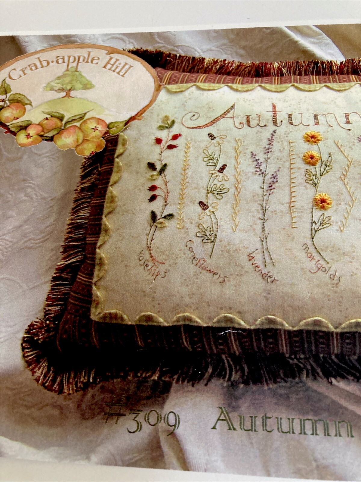 Crabapple Hill #309 ~ Embroidery Pillow Pattern ~ AUTUMN SAMPLER