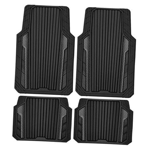 Heavy Duty Rubber Car Mats Metallic,Aluminum Film All Black Carbon Fiber