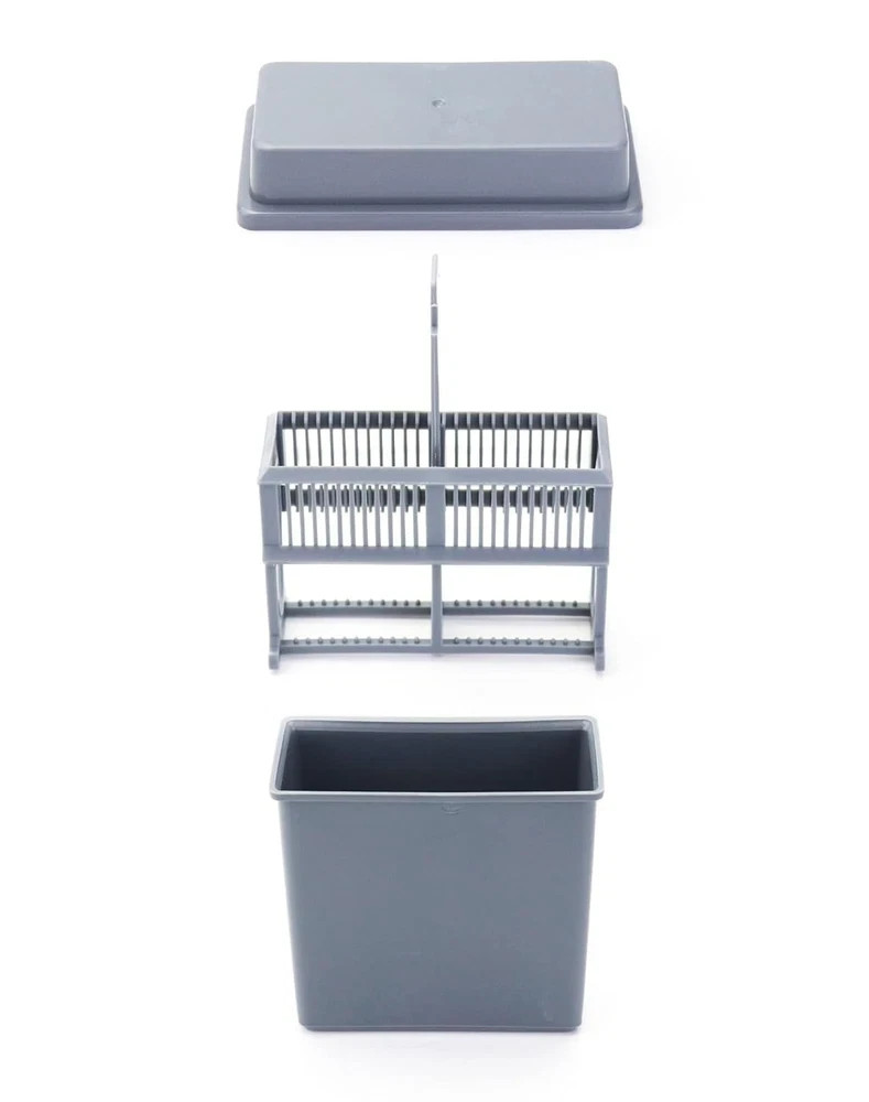 10-Pack Microscope Slides Rack & Staining Jar - Durable Grey Design