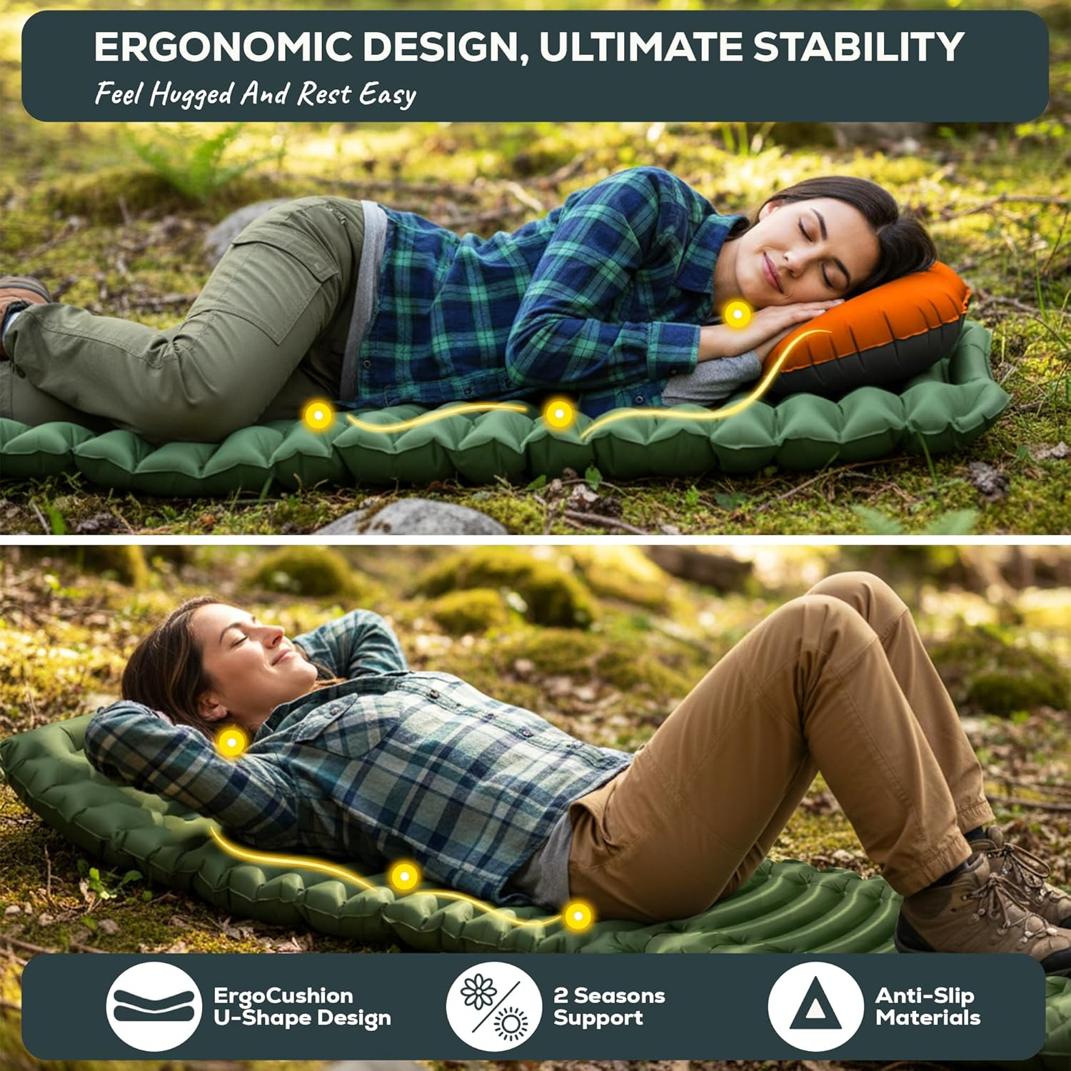 Camping Mattress Pad – Compact Inflatable Sleeping Mat for Backpacking,