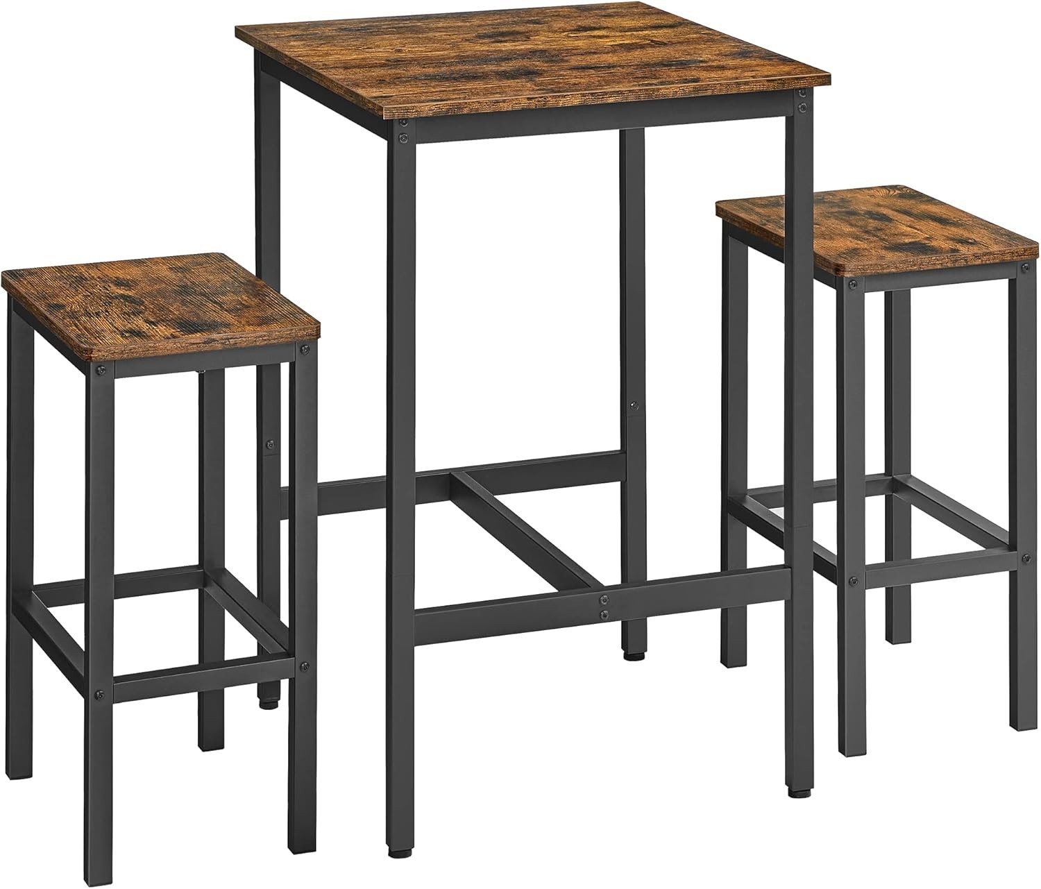 Stylish Dining Pub Set for 2 - Compact Bar Table with Stools for Small Spaces