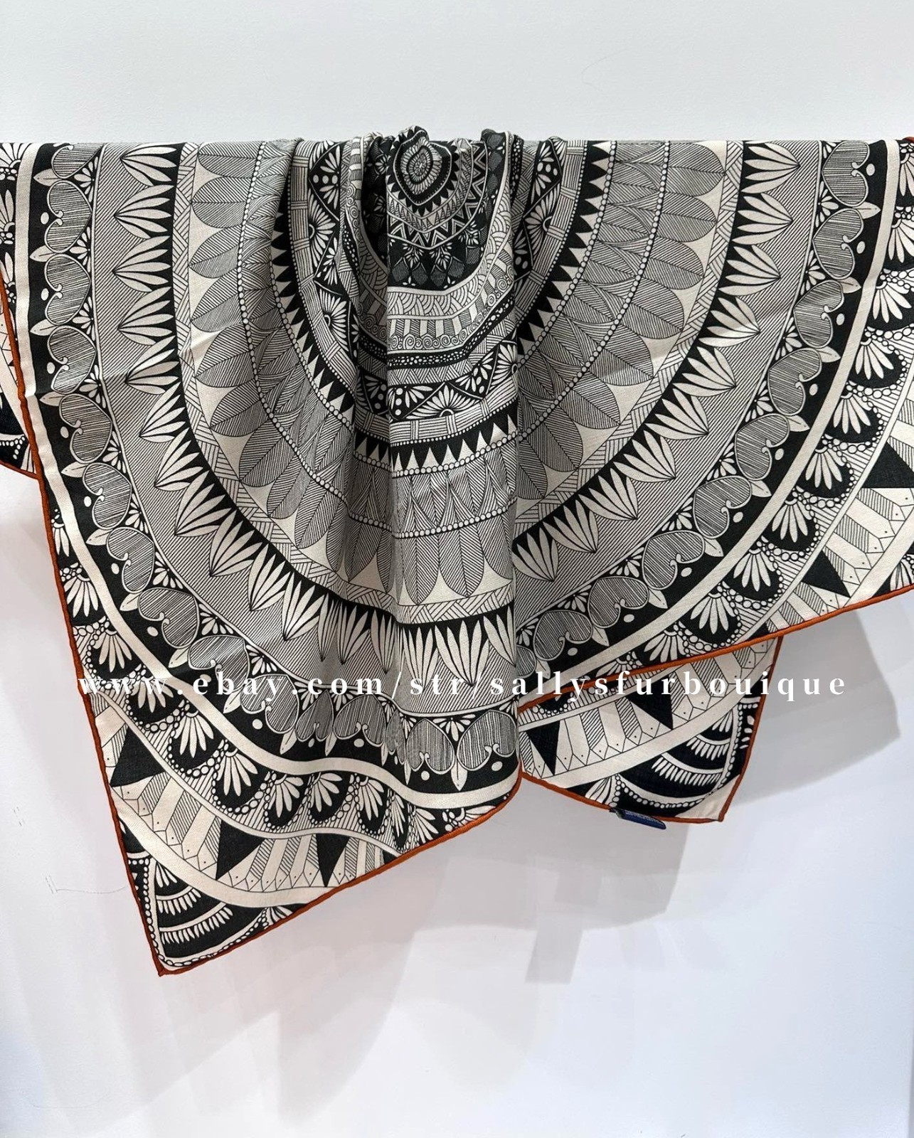 Sallys 70% Cashmere & 30% Silk Scarf Geometric Print Double Face Stole Shawl 35"