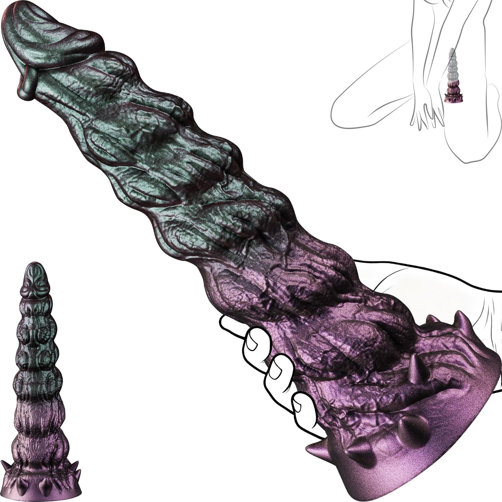 10.85" Fantasy Monster Dildo, Large Silicone Thick Knot Dildo with Strong Suc...