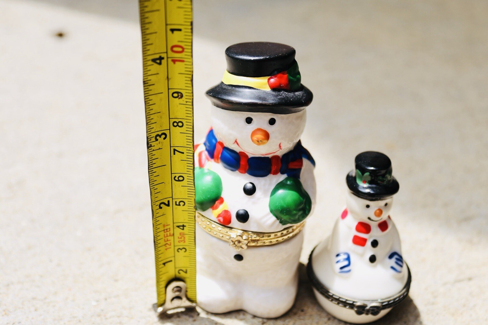 Two Mini Snowman Trinket Boxes