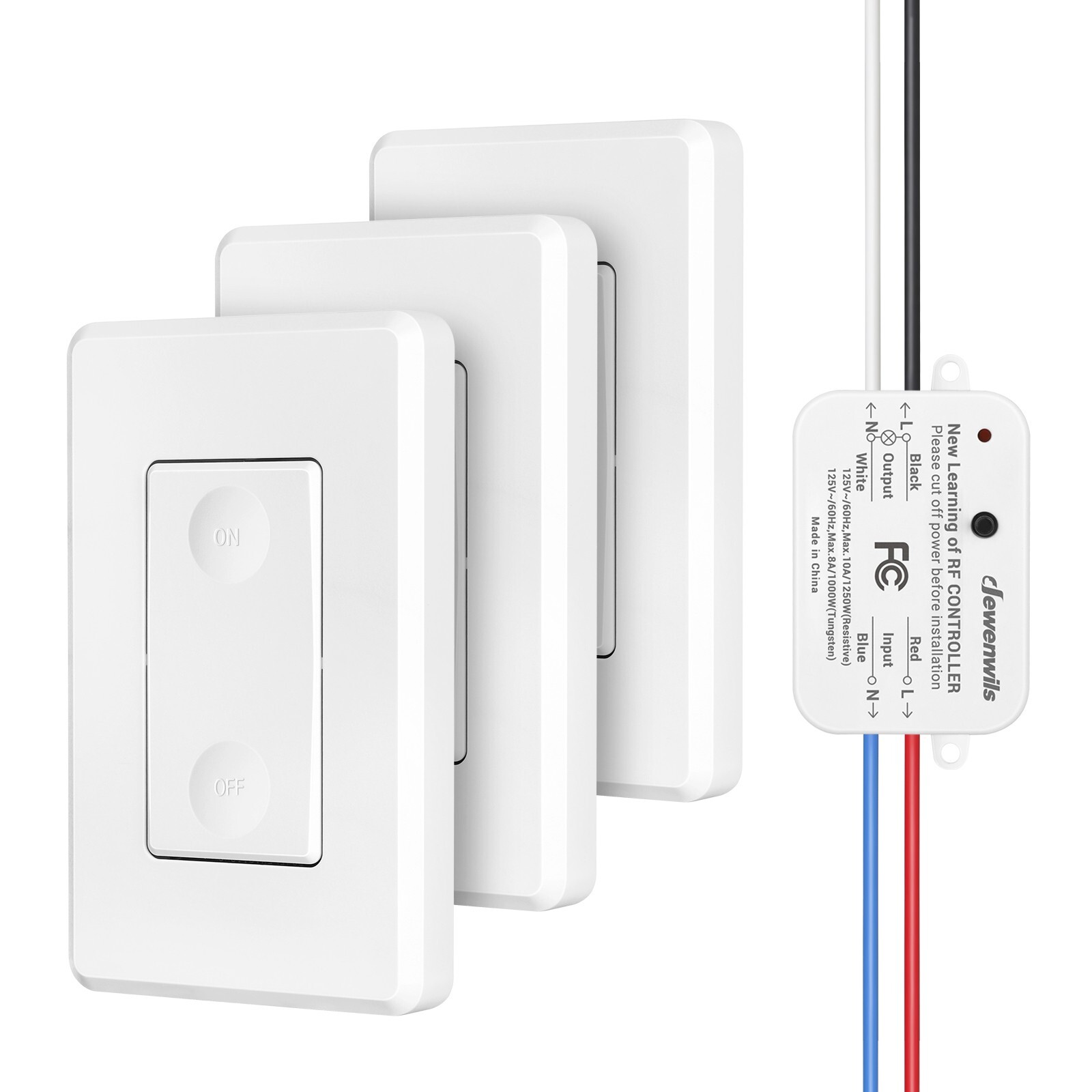DEWENWILS Wireless Wall Light Switch Kit, No Wiring,3 Pack Switch+1 Receiver
