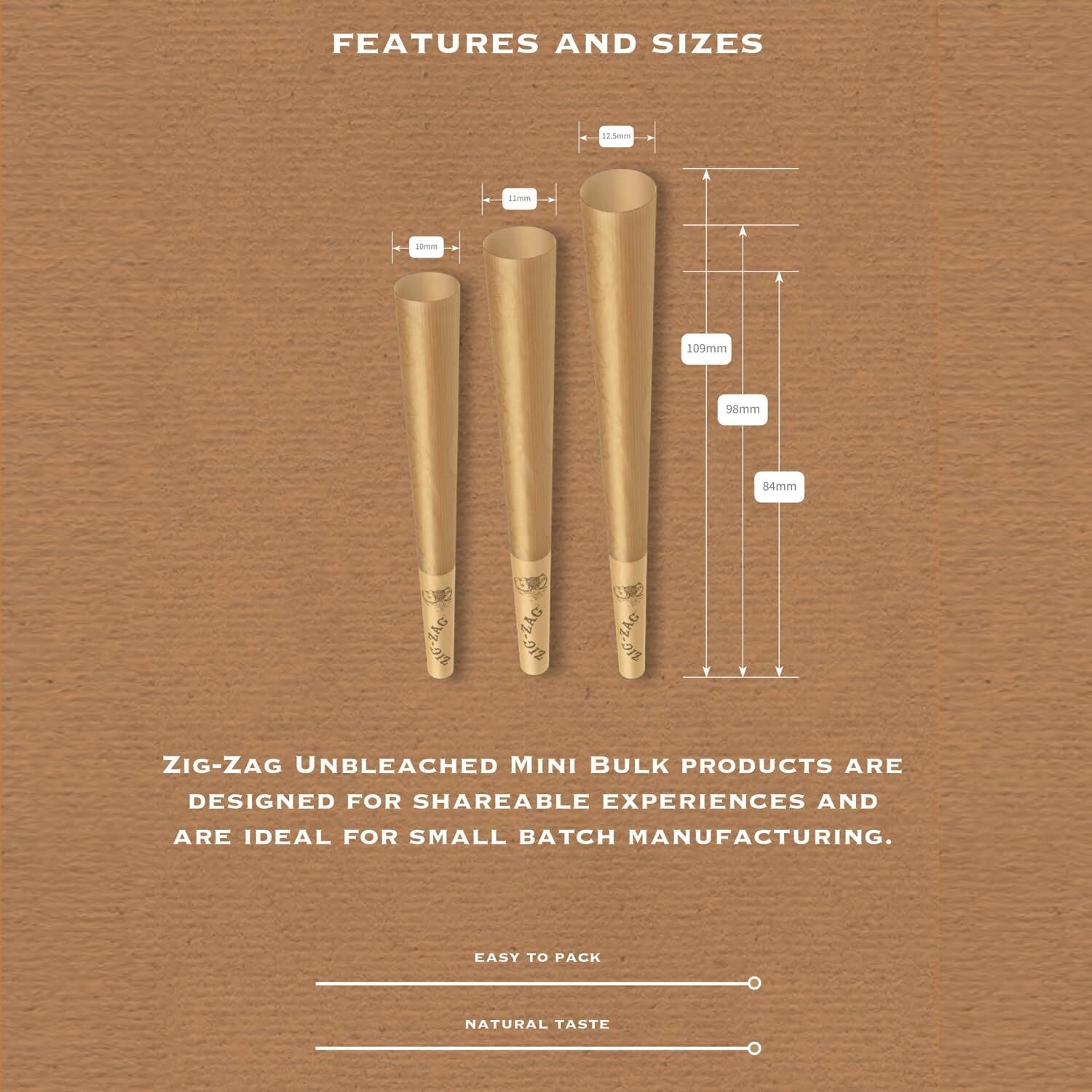 ZIG-ZAG Pre Rolled Cones Unbleached 1 1/4 Size (24-Pack) 6 Cones Per Pack