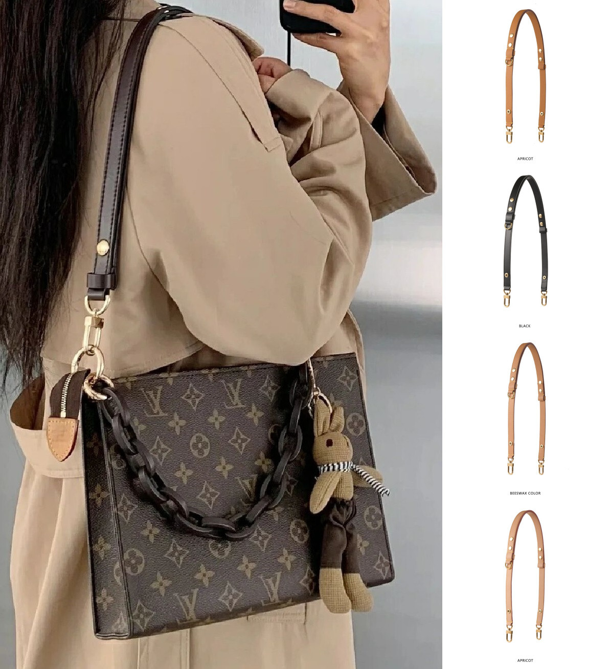 Vachetta Leather Adjustable Shoulder Crossbody Strap Fits for LV TOILETRY 26
