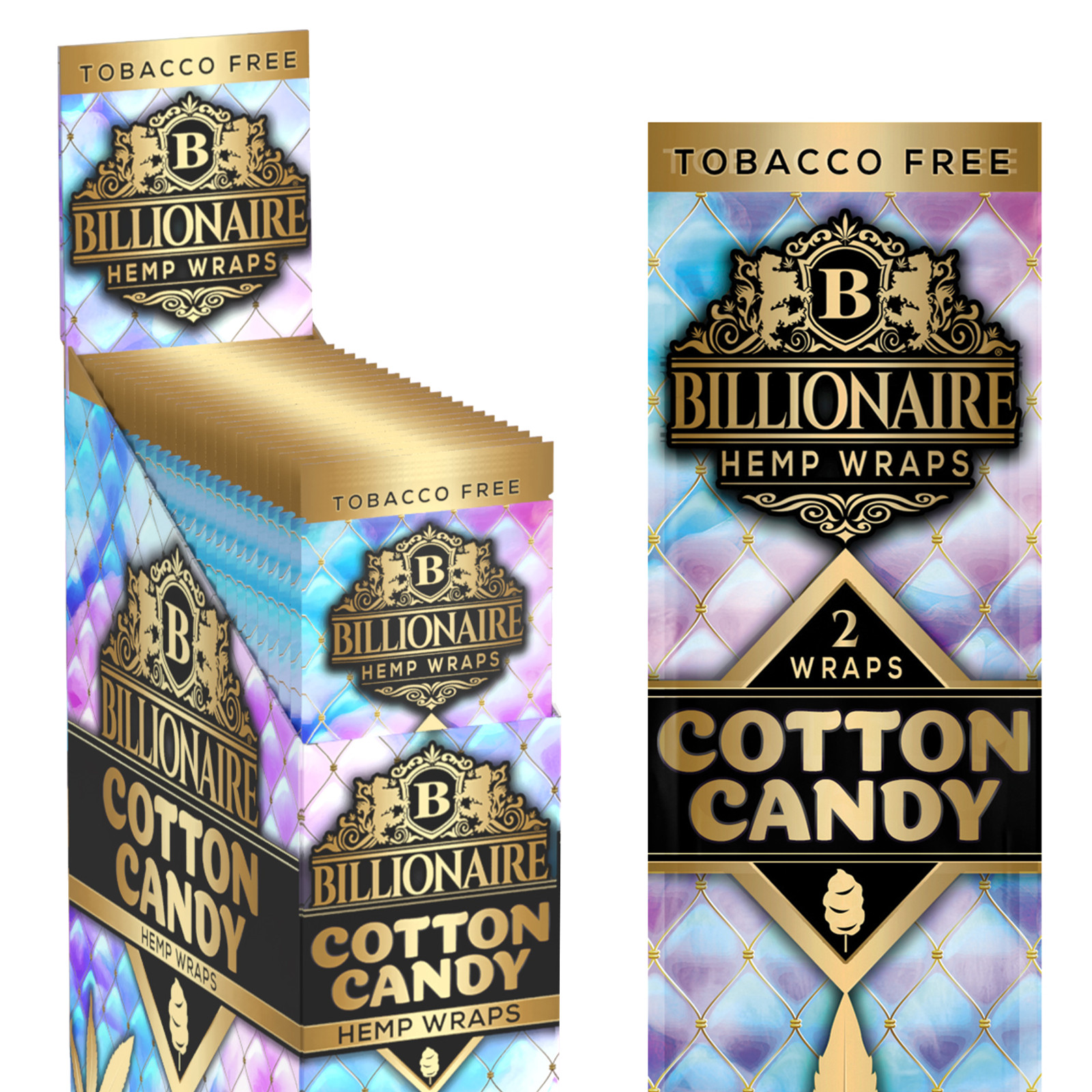 Billionaire Wraps - Cotton Candy Rolling Paper - (Box of 25 Pouches)