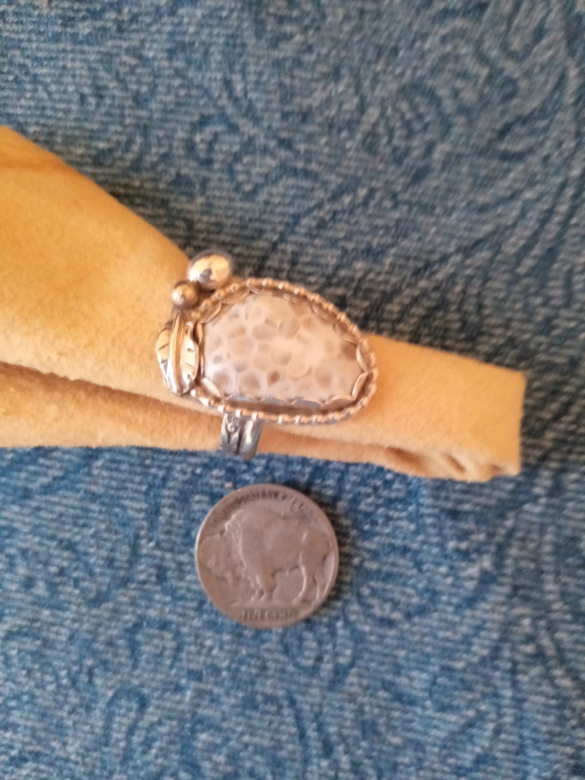 Natural Michigan Coral Ring