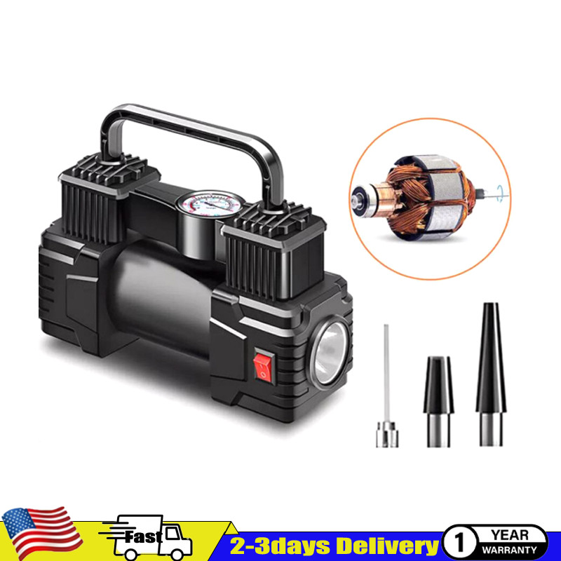 12V Car Tire Inflator Electric Pump Auto Heavy Duty Portable Air Compressor